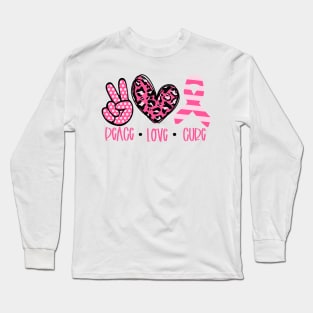 Peace Love Cure Breast Cancer Awareness Long Sleeve T-Shirt